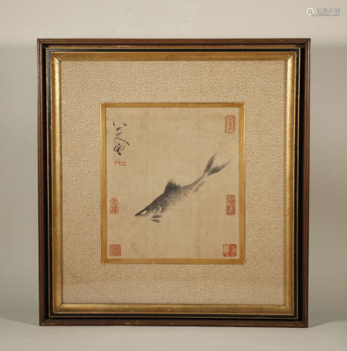 Ming Dynasty - Bada Fishes Picture Frame