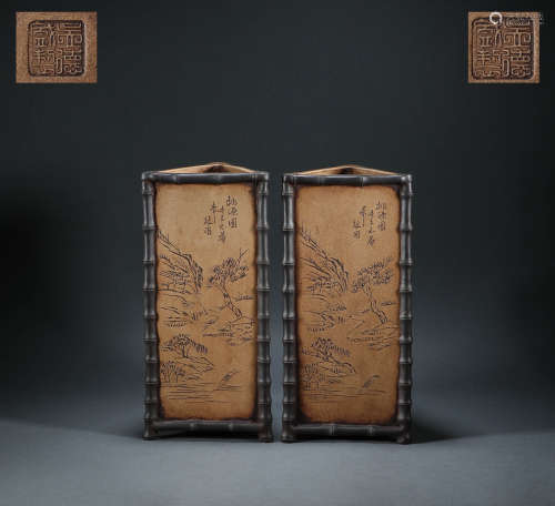 Qing Dynasty - Purple Sand Bamboo Hat Tube