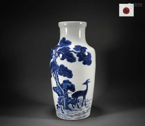 Qing Dynasty - Blue and White Text Bottle