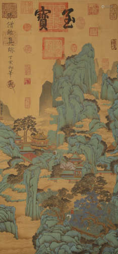 Southern Dynasty - Zhang Zengyou Landscape Pavilions on Silk...