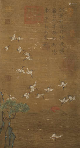 Song Dynasty - Huizong Song Dynasty Crane Picture Hanging Sc...