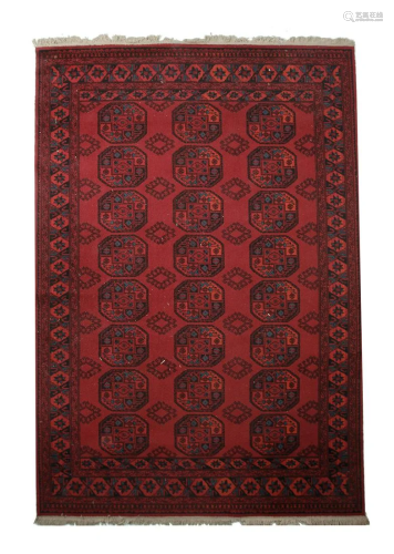 Yomud wool rug. Garnet color