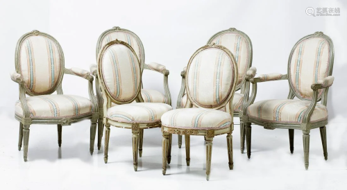 Pair of French Louis XVI laquered wood chairs