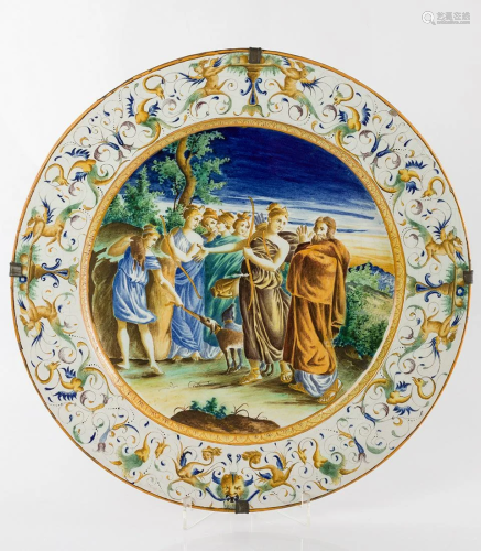 Italian enameled ceramic plate 50 cm