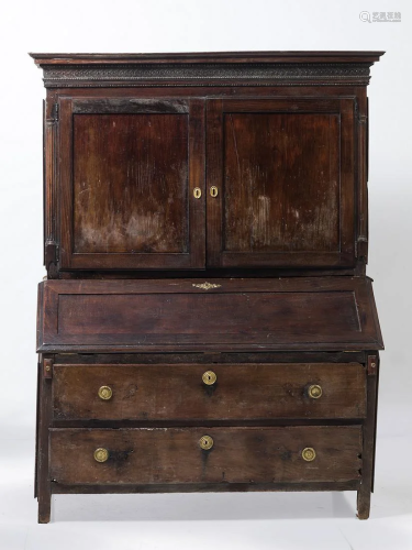 Rustic Louis XVI walnut wood writing desk