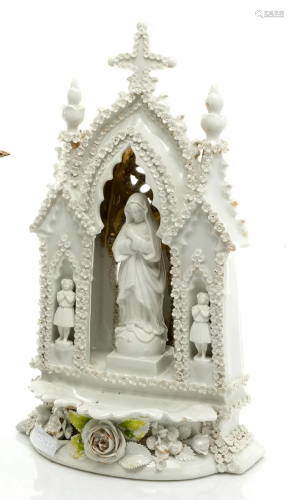 Virgin in porcelain niche
