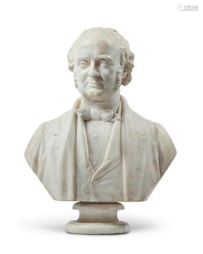A SCULPTED WHITE BUST OF BENTLEY TODD, BY MATTHEW NOBLE, DAT...