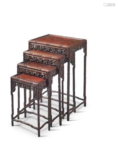 A NEST OF FOUR CHINESE HUANG HUALI TABLES, LATE 19TH CENTURY
