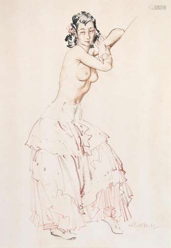 λ SIR WILLIAM RUSSELL FLINT (SCOTTISH 1880-1969) STUDY OF CA...