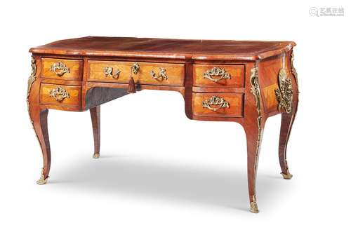 Y A LOUIS XV KINWOOD TULIPWOOD AND ORMOLU MOUNTED BUREAU PLA...