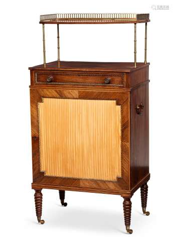 Y A REGENCY ROSEWOOD, INLAID AND GILT-METAL MOUNTED PIER CAB...