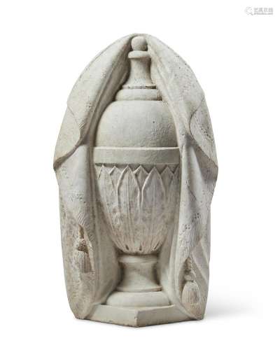 A SCULPTED WHITE MARBLE URN