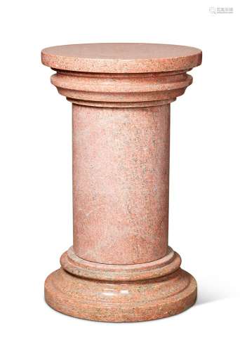 A PINK GRANITE PEDESTAL, LATE 19TH/EARLY 20TH CENTURY