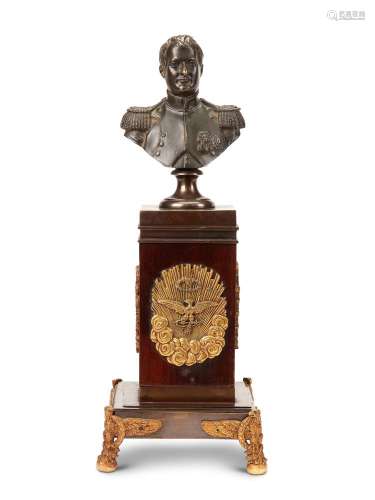 A FRENCH GILT AND PATINATED BRONZE BUST OF NAPOLEON BONAPART...