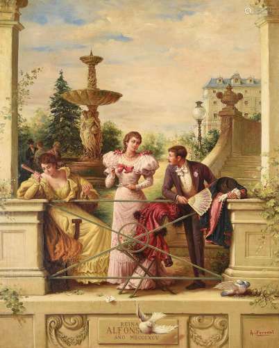 A*** FERRANT (19TH CENTURY), A ROMANTIC SCENE