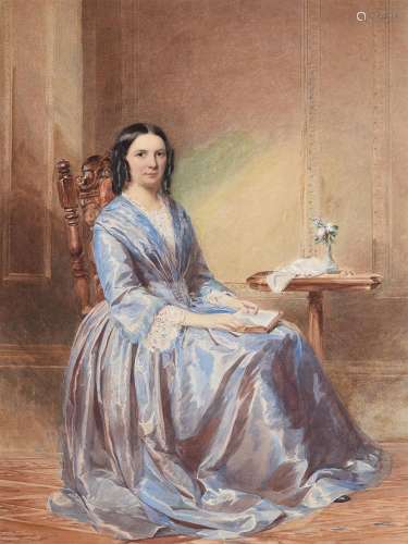 ENGLISH SCHOOL (19TH CENTURY), PORTRAIT OF A LADY, SEATED IN...