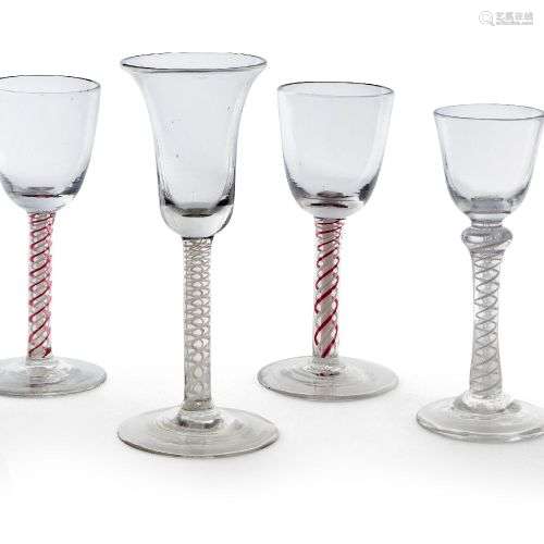 Six verres à boire, 18e / 19e siècle, dont un verre à vin av...