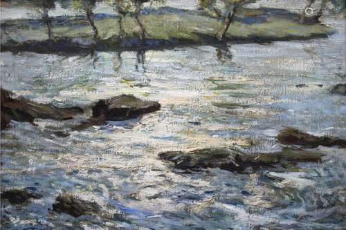 •SAMUEL JOHN LAMORNA BIRCH, RA, RWS (1869-1955) ROCK POOL, L...