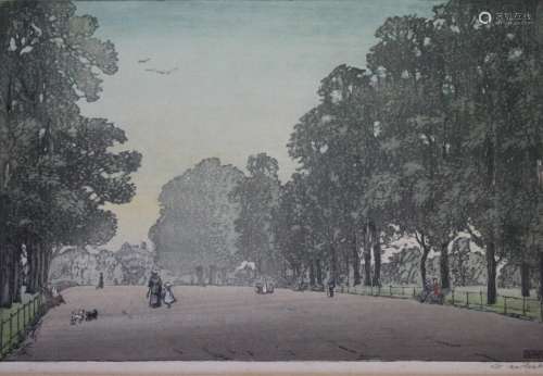 •ALLEN WILLIAM SEABY (1867-1953) (PARK SCENE) Colour woodcut...