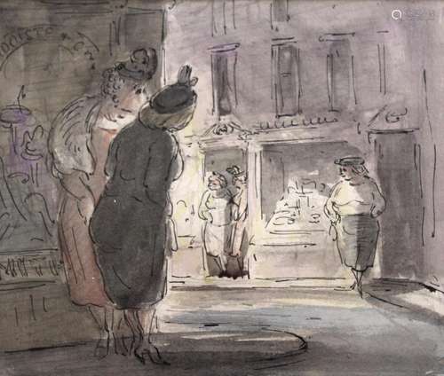 •EDWARD ARDIZZONE, CBE, RA (1900-1979) EVENING IN SOHO Water...