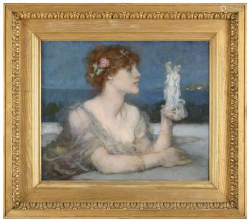 GEORGE HENRY BOUGHTON (1833-1905) THE PORCELAIN FIGURINE Oil...