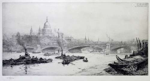 WILLIAM LIONEL WYLLIE, RA (1851-1931) BLACKFRIARS BRIDGE Etc...