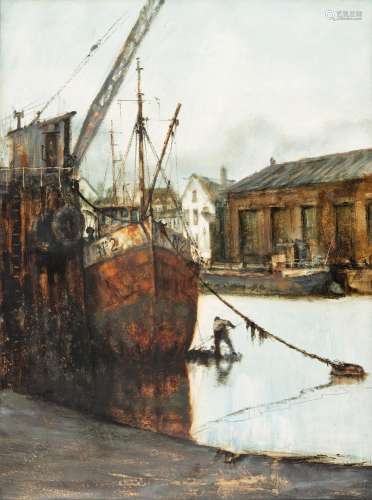 •ANTHONY AMOS (1950-2010) SHIPYARD (recto); BARGES (verso) S...