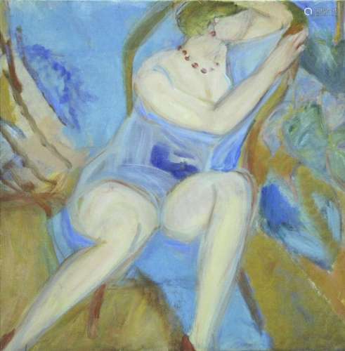 •ROSE HILTON (1931-2019) FIGURE IN BLUE Signed and inscribed...