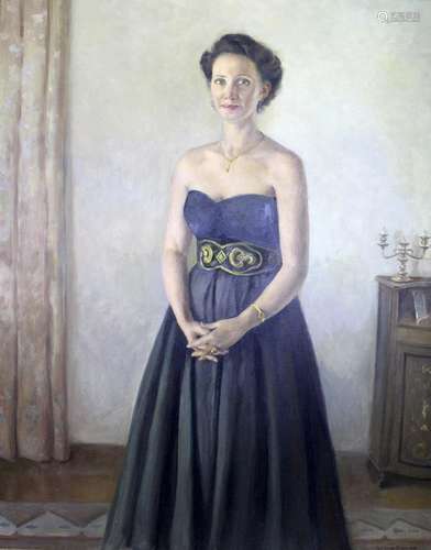 •SAMUEL MORSE-BROWN (1903-2001) PORTRAIT OF MRS JULIA GUNNIN...