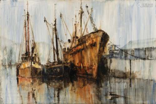 •ANTNONY AMOS (1950-2010) THREE TRAWLERS (recto); SHIPWRECK ...