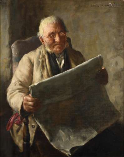EDWIN HARRIS (1855-1906) KEEPING UP WITH THE NEWS Signed, oi...