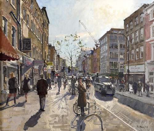 •PETER BROWN (b.1967) GOODGE STREET Signed and dated 08, oil...