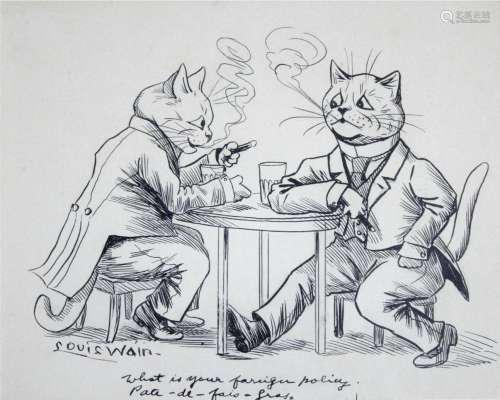 LOUIS WAIN (1860-1939) WHAT IS YOUR FOREIGN POLICY - PATE-DE...