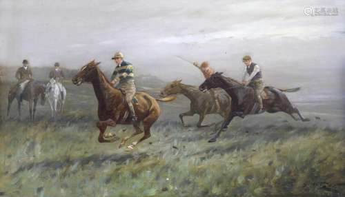 GEORGE WRIGHT (1860-1944) A POINT TO POINT Signed, oil on ca...