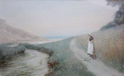JOHN WHITE (1851-1933) THE PATH TO THE SEA Signed, watercolo...