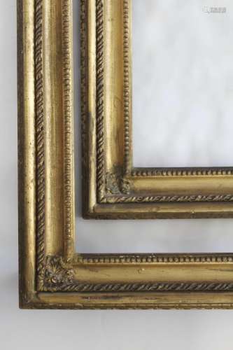 A PAIR OF CARVED GILTWOOD FRAMES of `Salvator Rosa` type, th...