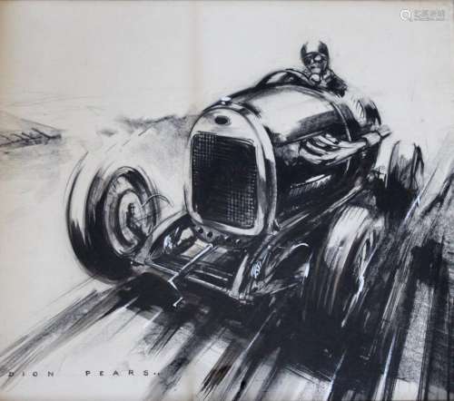 •DION PEARS (1929-1985) MOTOR RACING Signed, ink and wash wi...