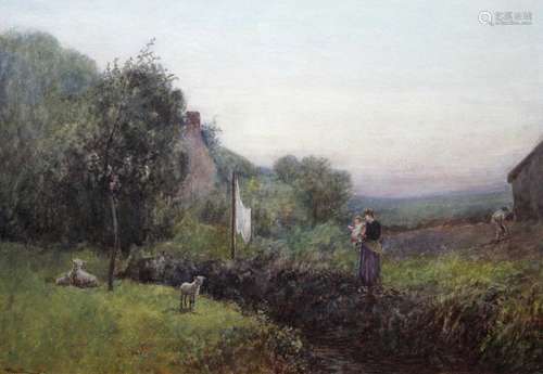 JOHN WHITE (1851-1933) WASHING DAY, NEAR BRANSCOMBE Signed, ...