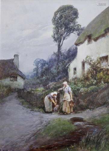 JOHN WHITE (1851-1933) AT THE WELL, NETHERTON, DEVON Signed,...