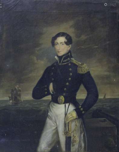 ENGLISH SCHOOL, mid-19th CENTURY PORTRAIT OF A NAVAL OFFICER...