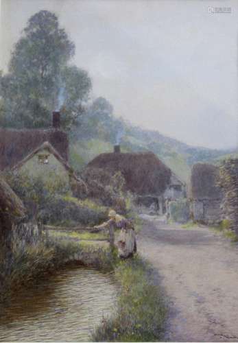 JOHN WHITE (1851-1933) THE BROOK AT BRANSCOMBE SMITHY Signed...