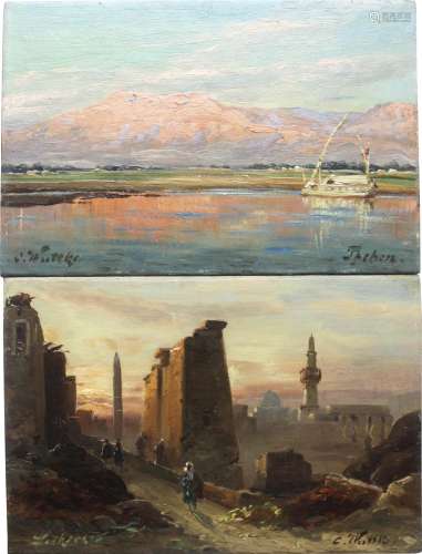 CARL WUTTKE (1849-1927) THEBES; LUXOR A pair, both signed an...