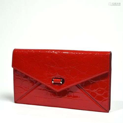 ALEXANDER McQUEEN Pochette 30,5 cm en cuir façon crocodile r...