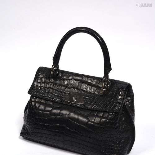 GIORGIO ARMANI Sac 40 cm en crocodile mate noir, garniture e...