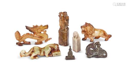 A small group of Chinese objects including seals and figures