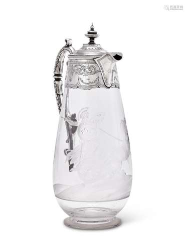 A Victorian silver-mounted glass claret jug by Henry Wilkins...