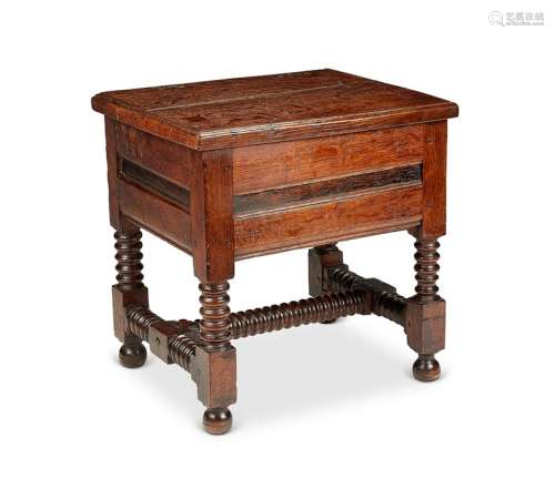 A William and Mary oak box stool