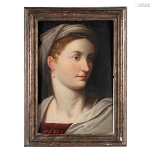 Attributed to Frans Floris, Head of a woman