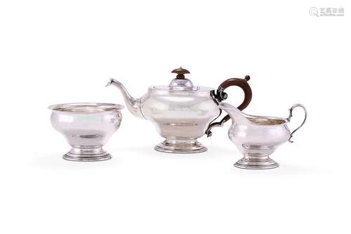 A George III Scottish silver matching 3-piece teaset by Patr...