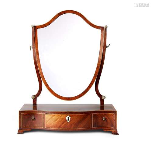 A George III mahogany and rosewood crossbanded serpentine dr...